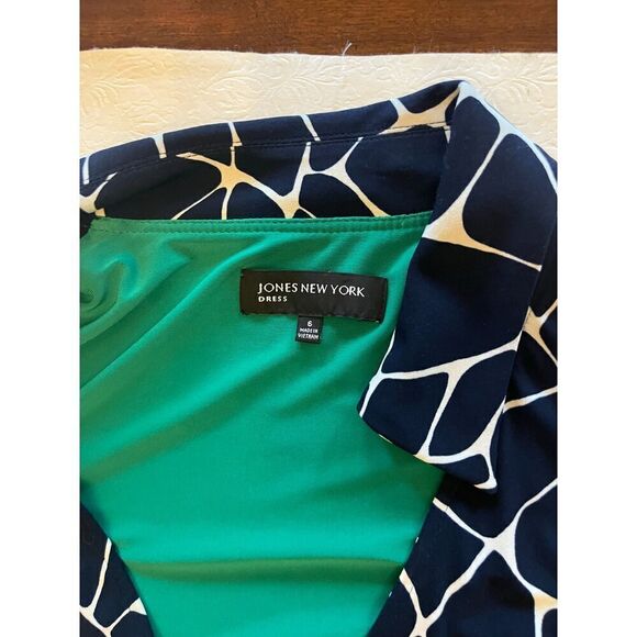 Jones New York Navy Giraffe Print Bodycon Dress Size 6 - Picture 4 of 7